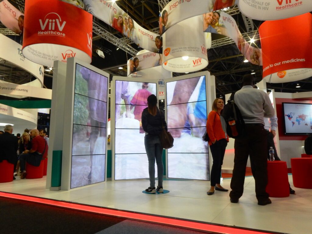 Exhibition stand for viiv at IAS Durban with connected screens