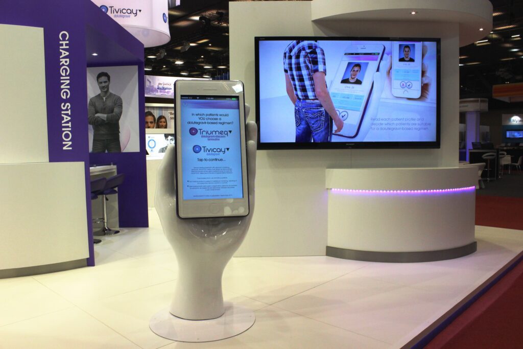 viiv eacs stand with interactive touchscreen and charging station